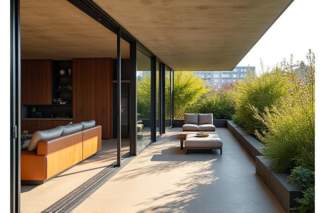 Loft design avec grande terrasse dans le quartier moderne de la Confluence